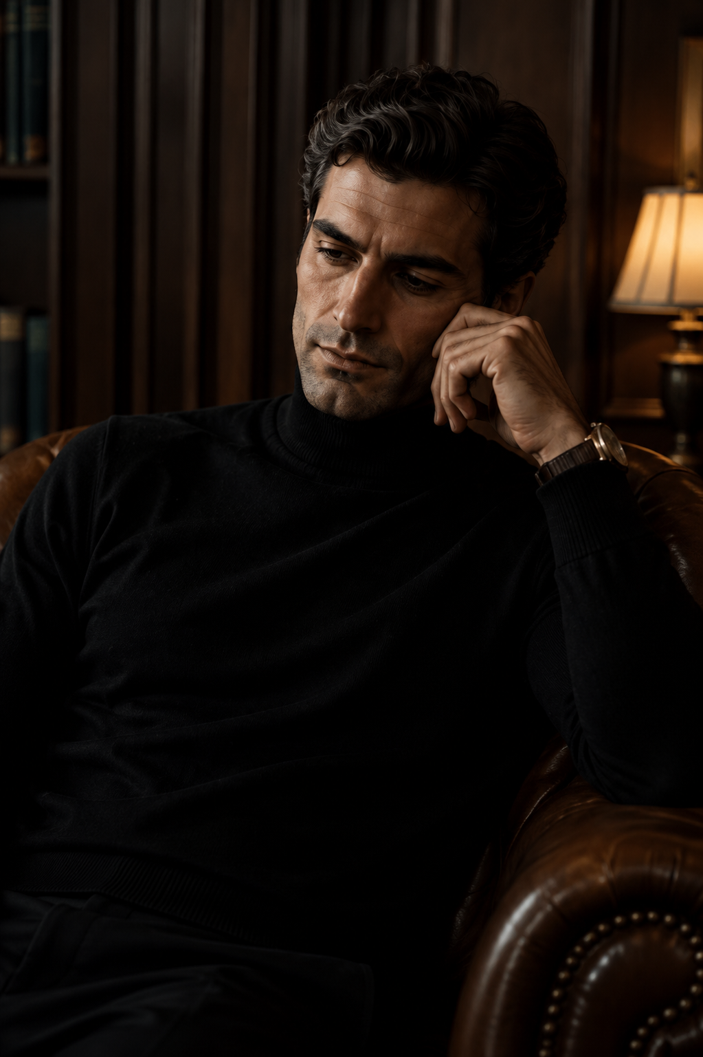 Dominik seated in a private study